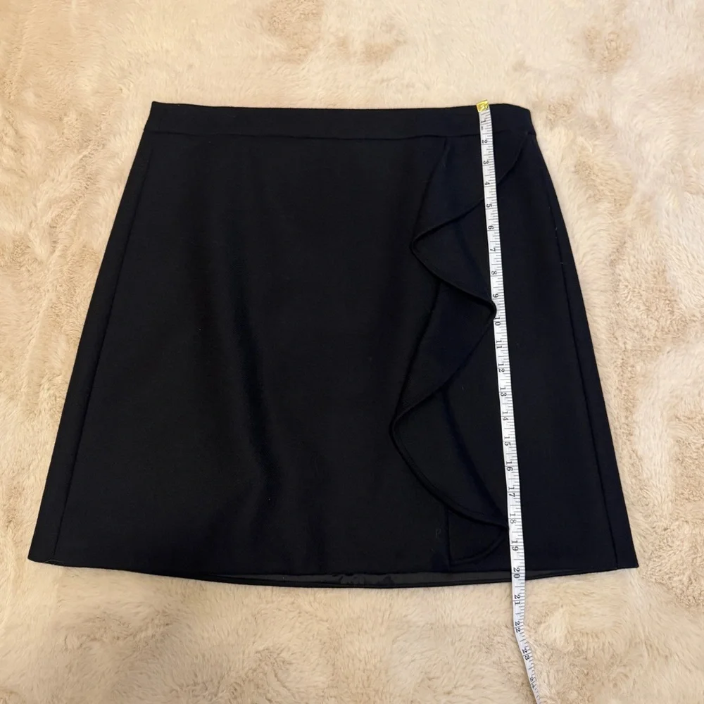 J Crew Black Black Wool Ruffle Mini Skirt